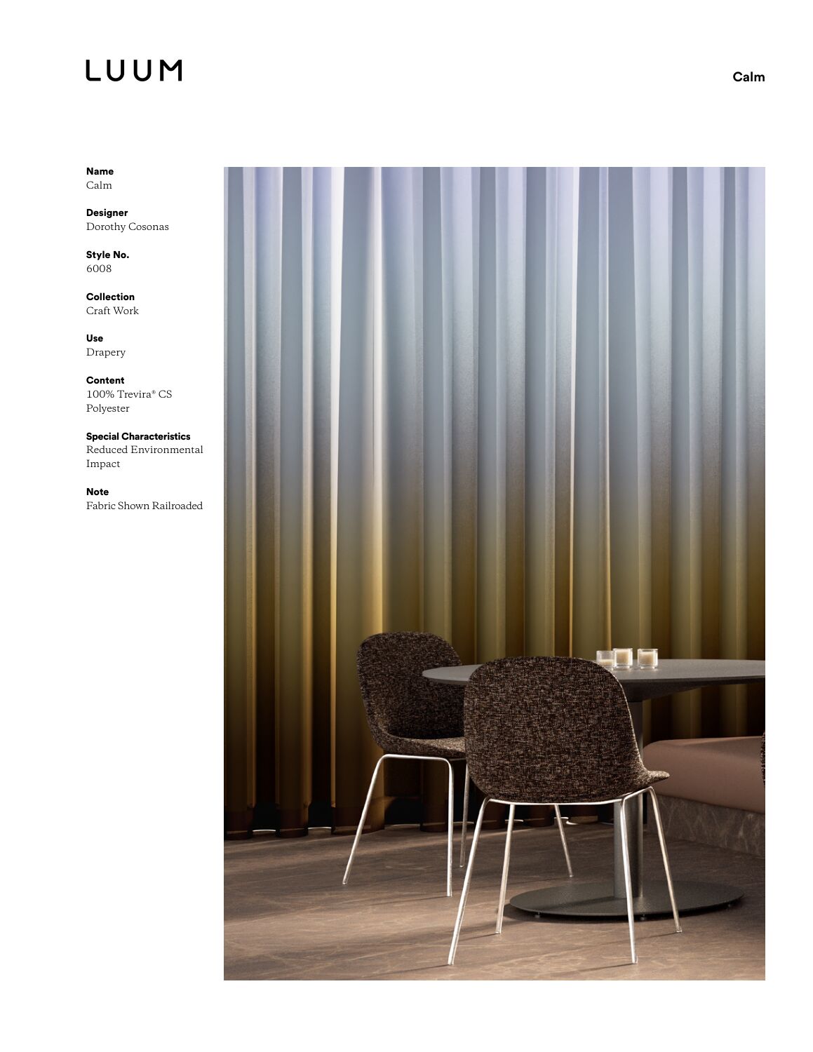 Calm - 6008 Sample Card