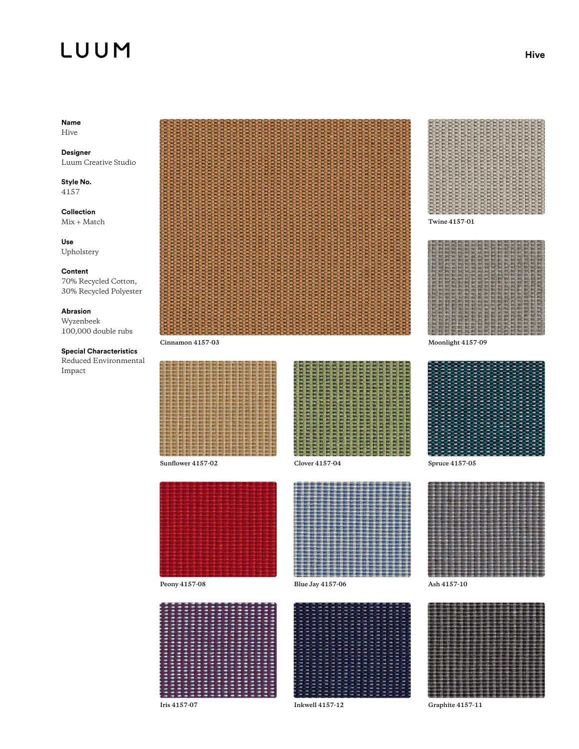 Hive - Ash - 4157 - 10 Sample Card