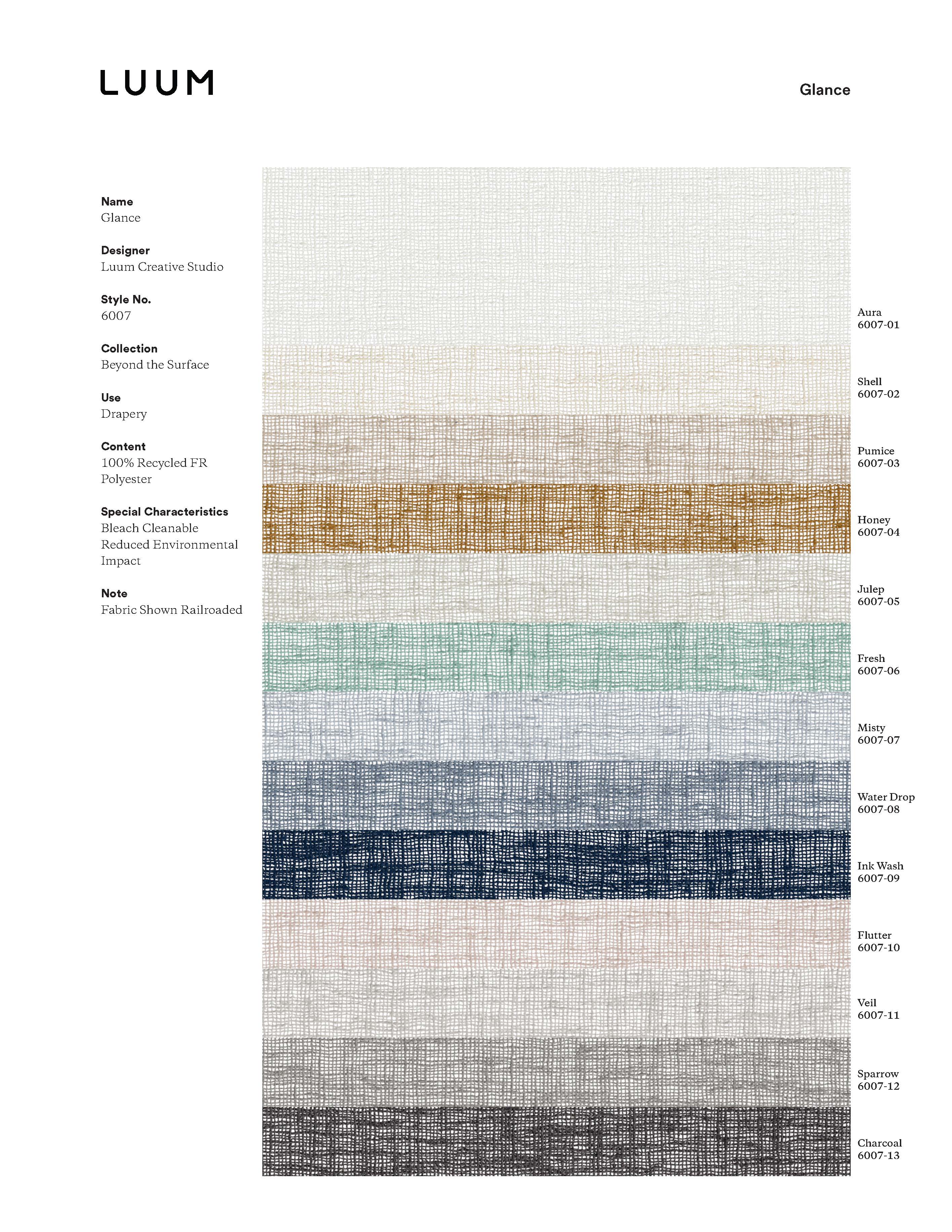 Glance - 6007 Sample Card